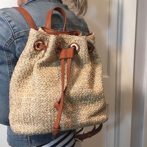 Sole Society ~EUC Woven and faux leather backpack.